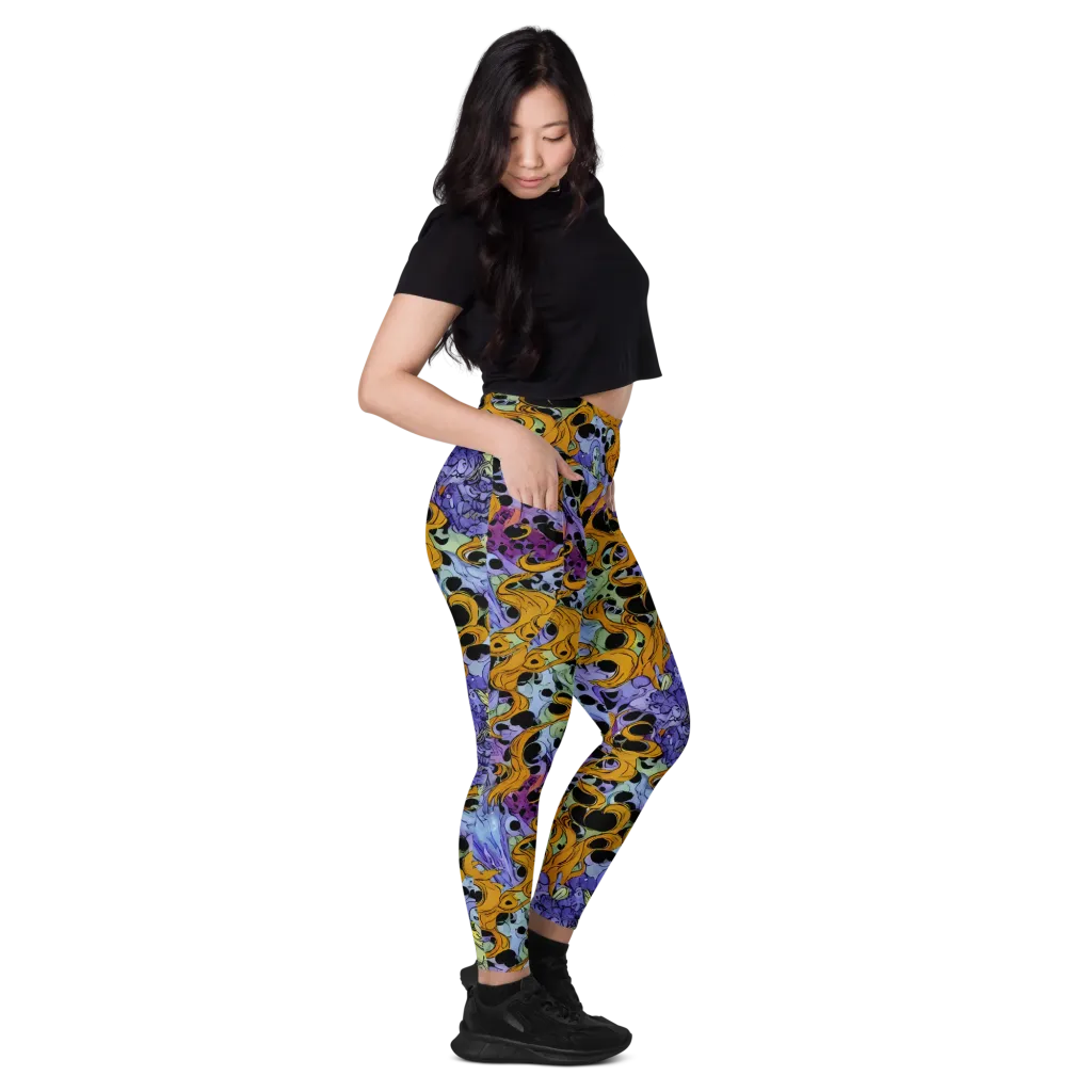 Orange Dreamscape on Leggings with Pockets — Right