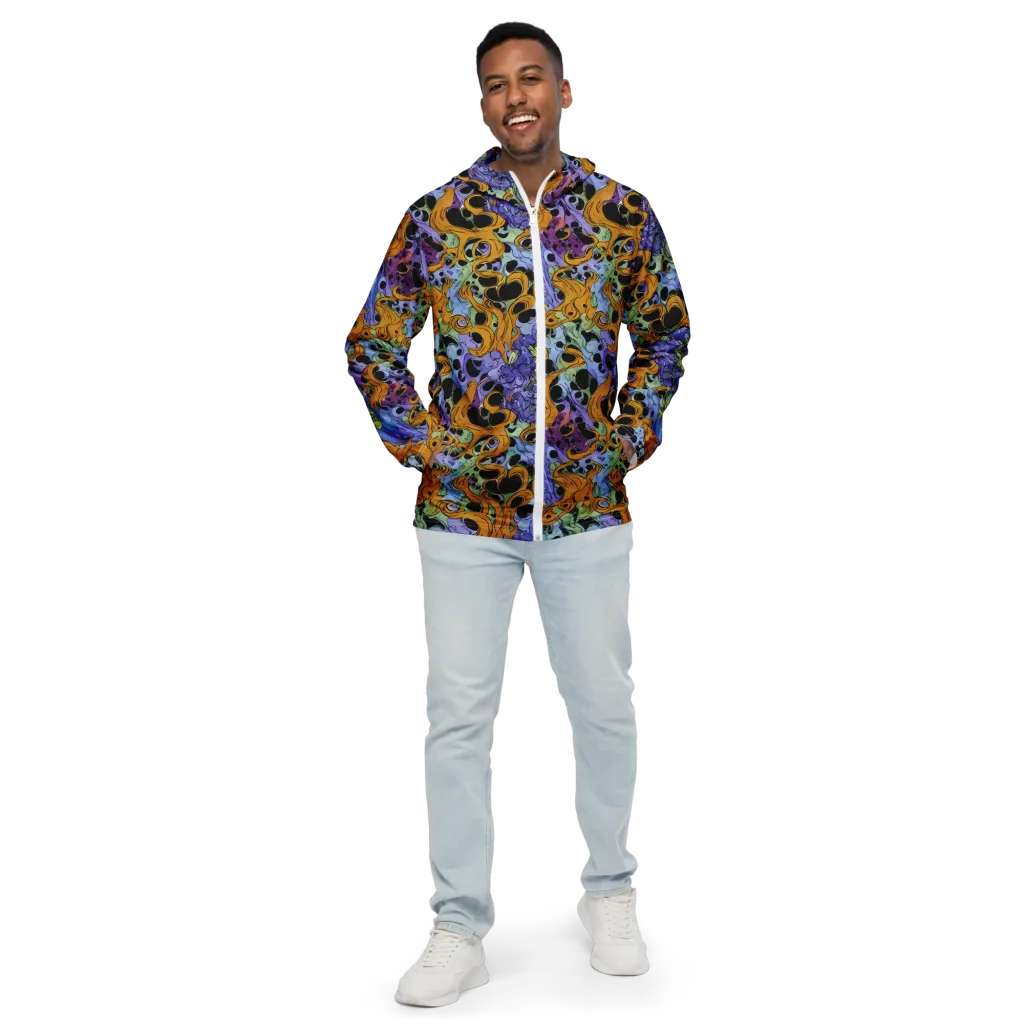Orange Dreamscape on Men's Windbreaker — Front
