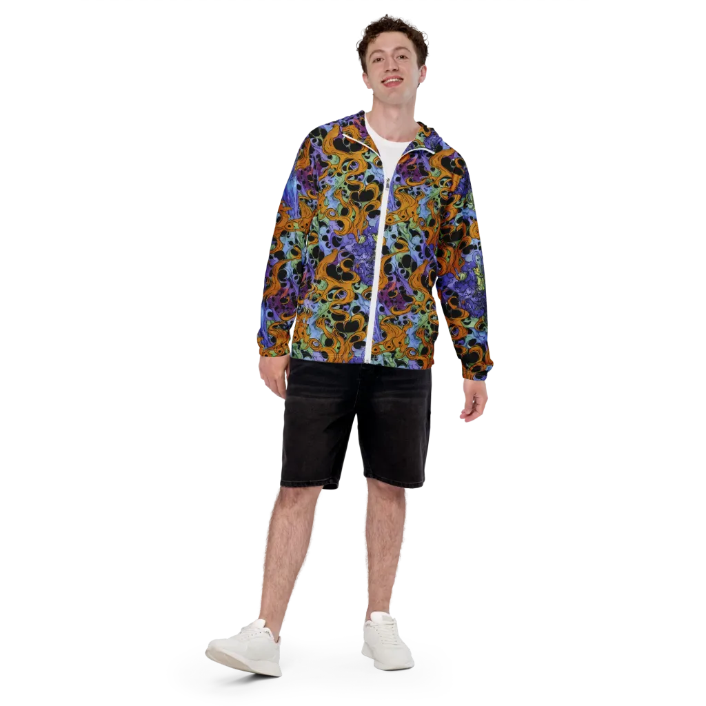 Orange Dreamscape on Men's Windbreaker — Front