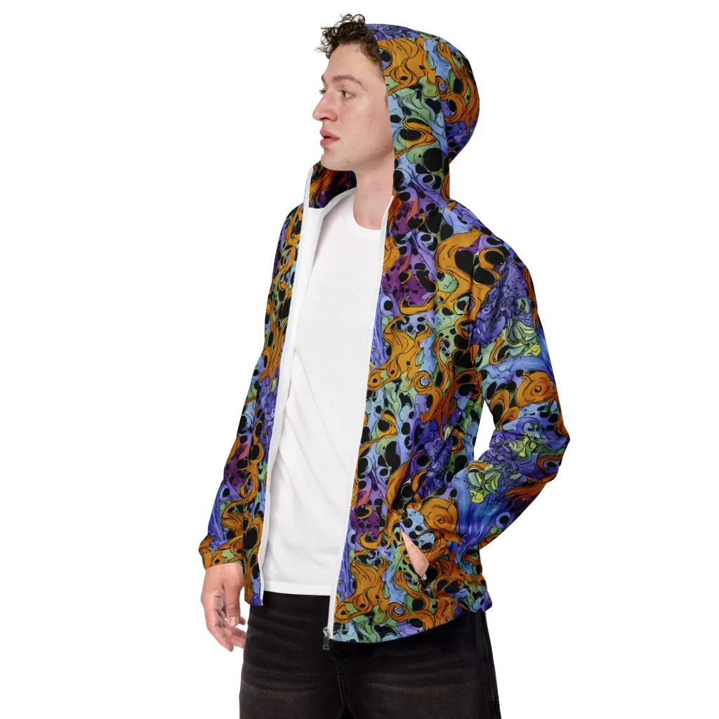 Orange Dreamscape on Men's Windbreaker — Left Front