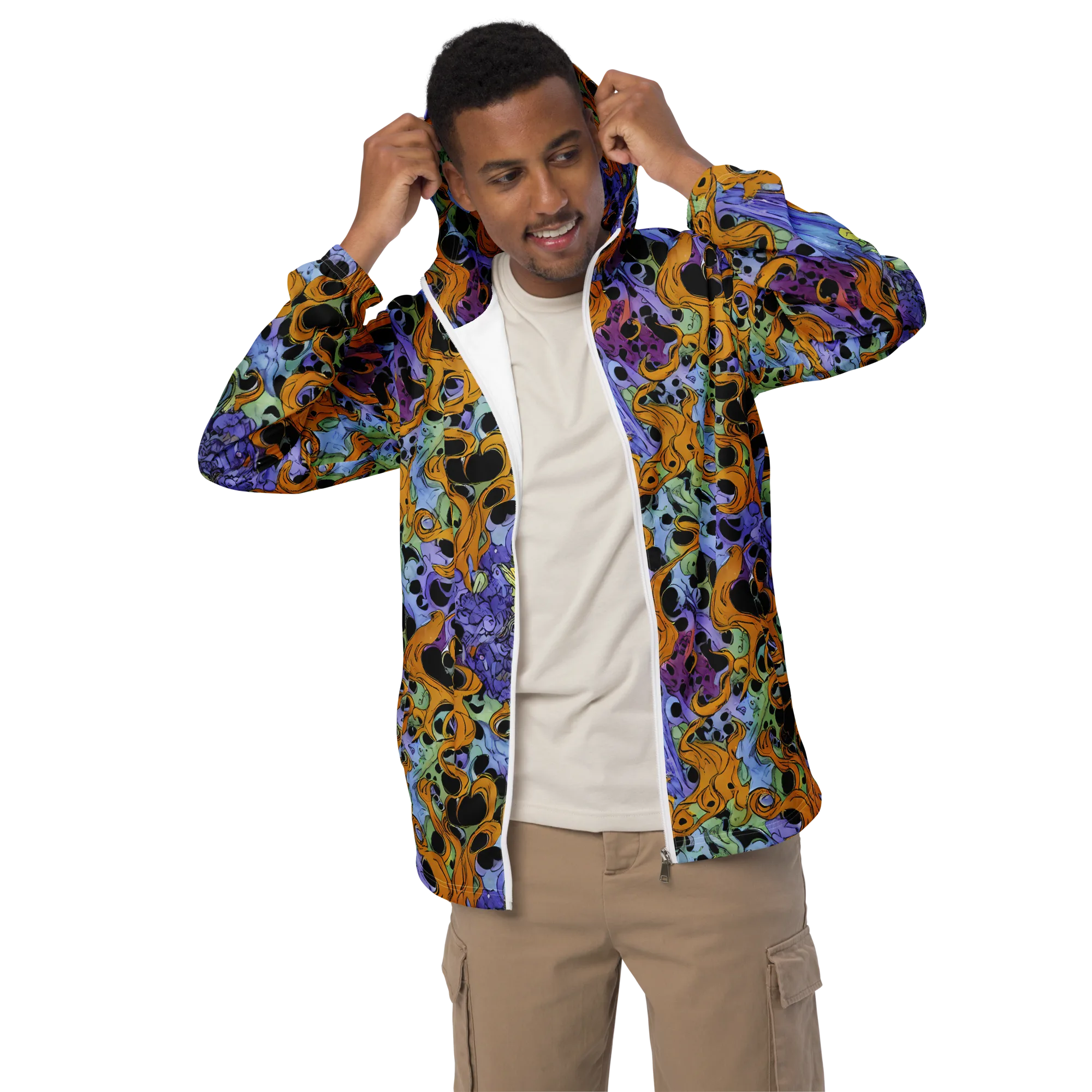 Orange Dreamscape on Men's Windbreaker — Front