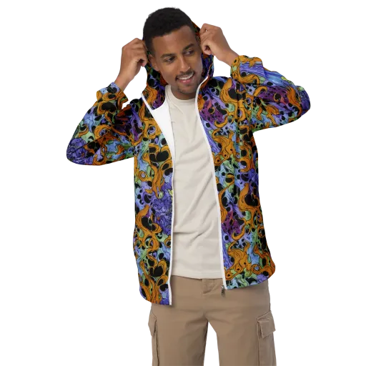 Orange Dreamscape on a Men's Windbreaker