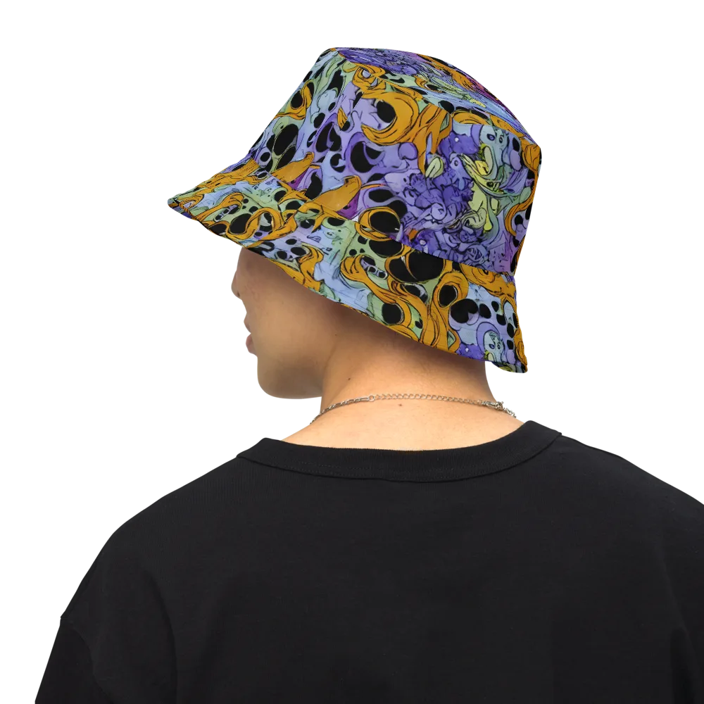 Orange Dreamscape on Reversible Bucket Hat — Back Inside