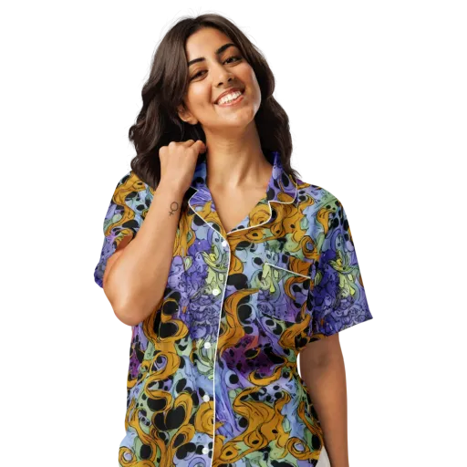 Orange Dreamscape on a Women's Short Sleeve Pajama Top