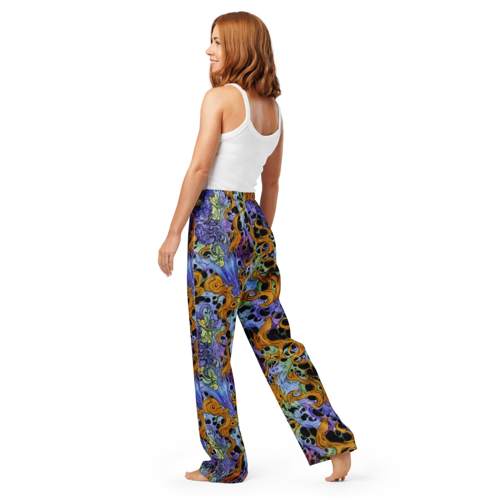 Orange Dreamscape on Women's Pajama Pants — Back