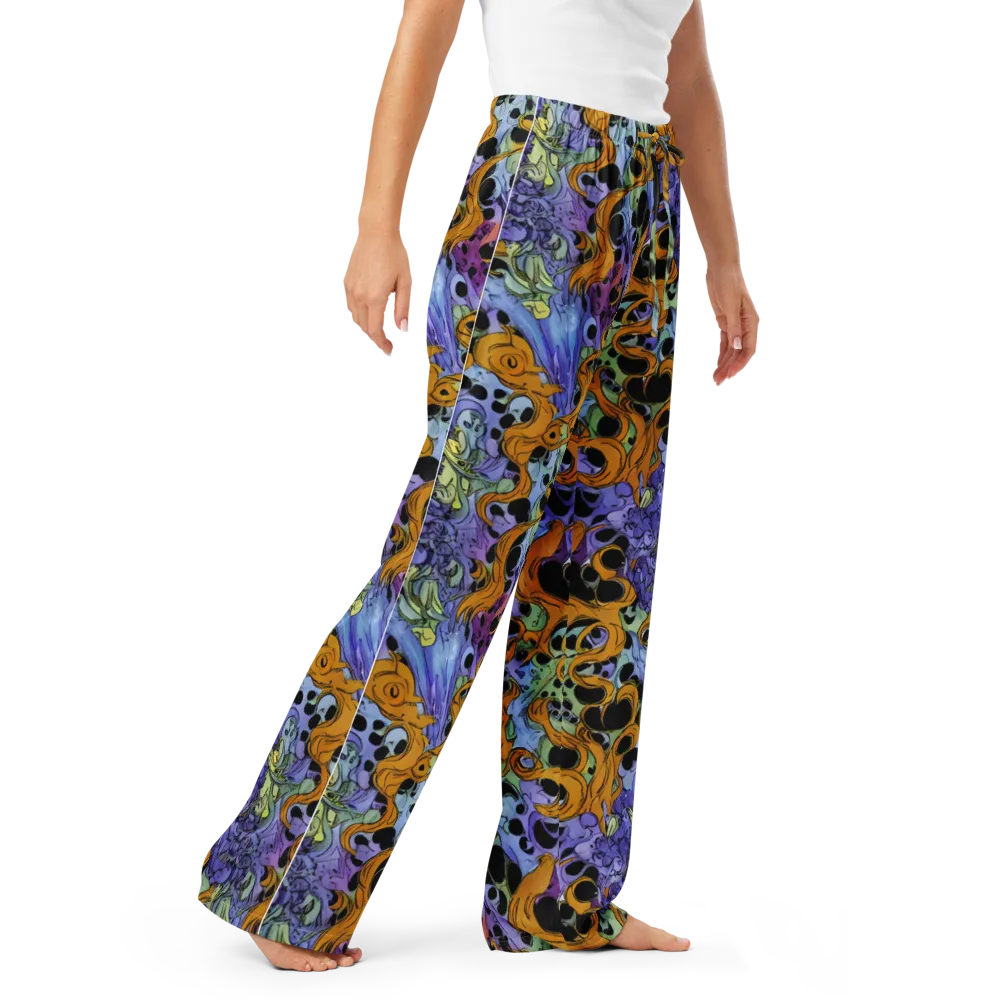Orange Dreamscape on Women's Pajama Pants — Right Front