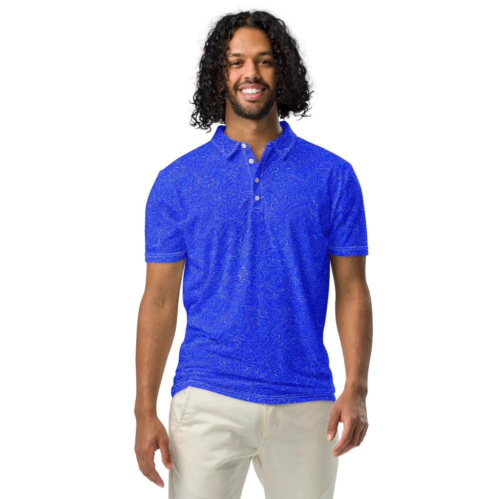 Electric Topography on Men's Slim Fit Polo Shirt — Front