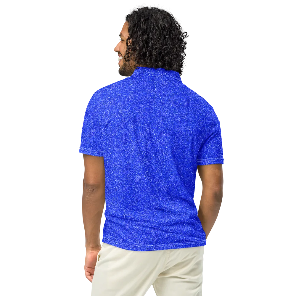 Electric Topography on Men's Slim Fit Polo Shirt — Back