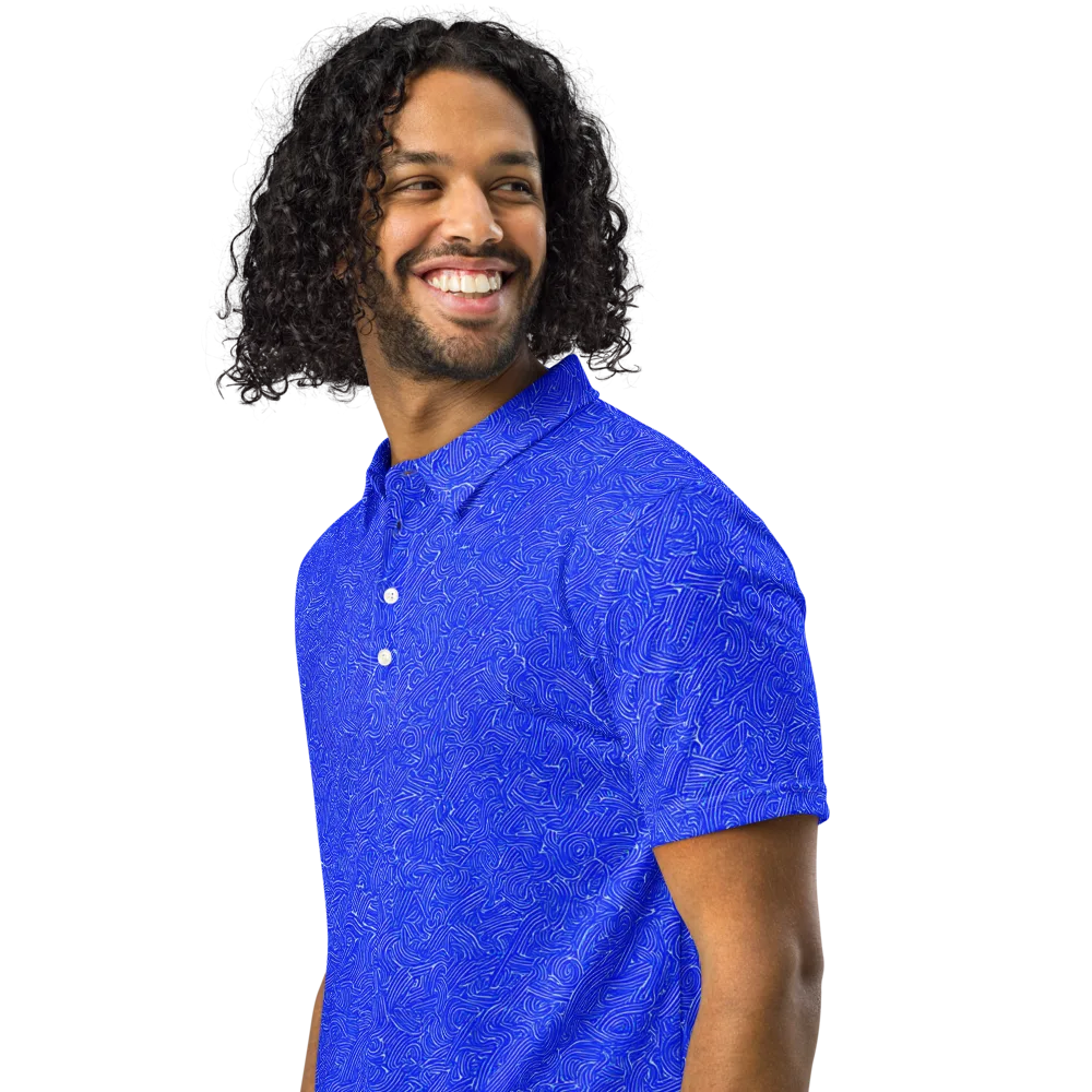 Electric Topography on Men's Slim Fit Polo Shirt — Left Front