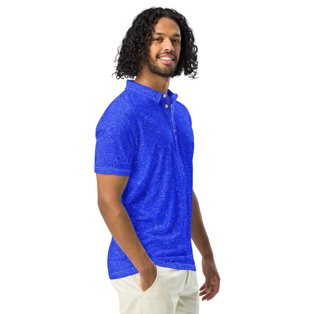 Electric Topography on Men's Slim Fit Polo Shirt — Right Front