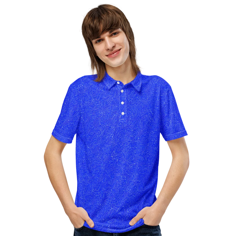 Electric Topography on Men's Slim Fit Polo Shirt — Front