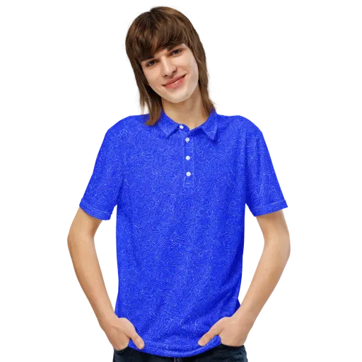 Electric Topography on a Men's Slim Fit Polo Shirt