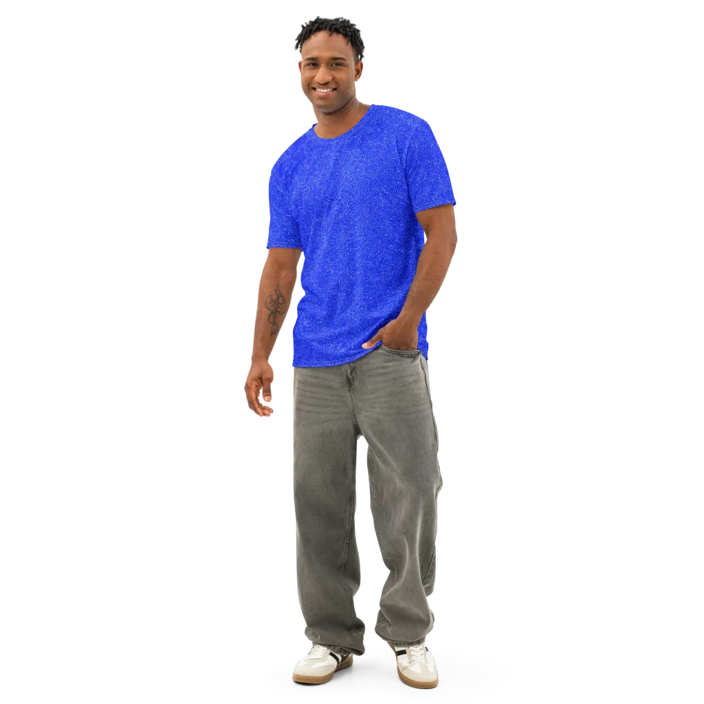Electric Topography on Men's Cotton Crew Neck T-Shirt — Front