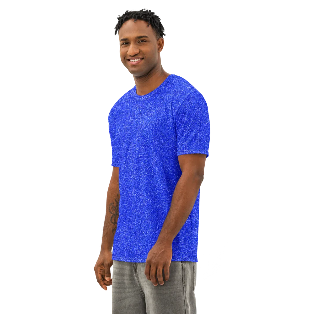 Electric Topography on Men's Cotton Crew Neck T-Shirt — Left Front