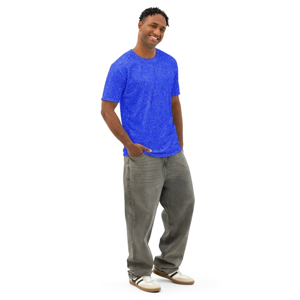 Electric Topography on Men's Cotton Crew Neck T-Shirt — Right Front