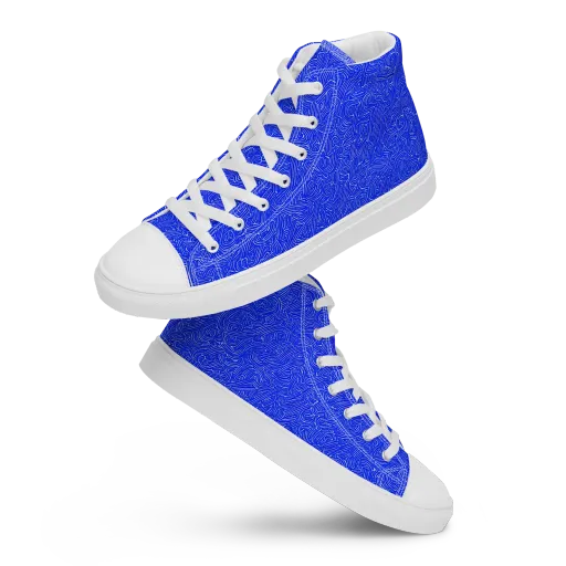 Electric Topography on a Men's High Top Canvas Shoes
