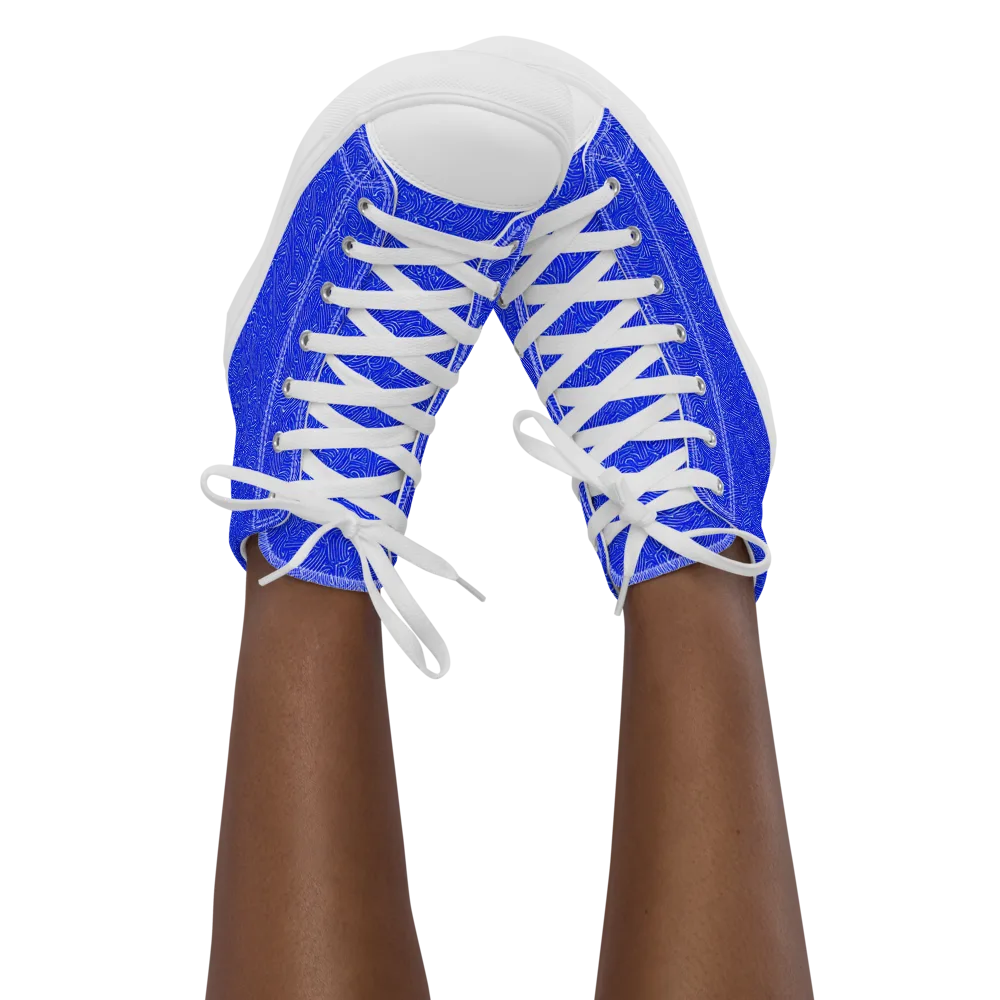Electric Topography on Women's High Top Canvas Shoes — Front