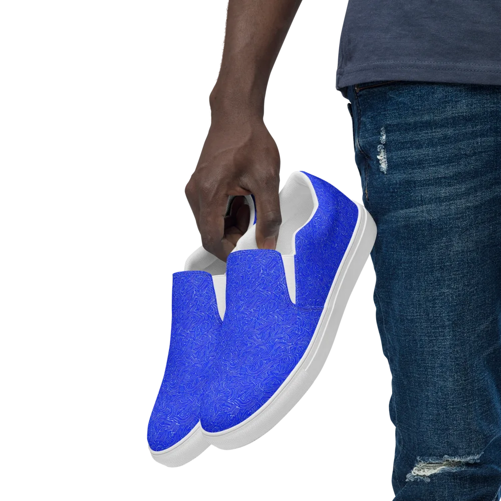 Electric Topography on Men's Slip-On Canvas Shoes — Left Front