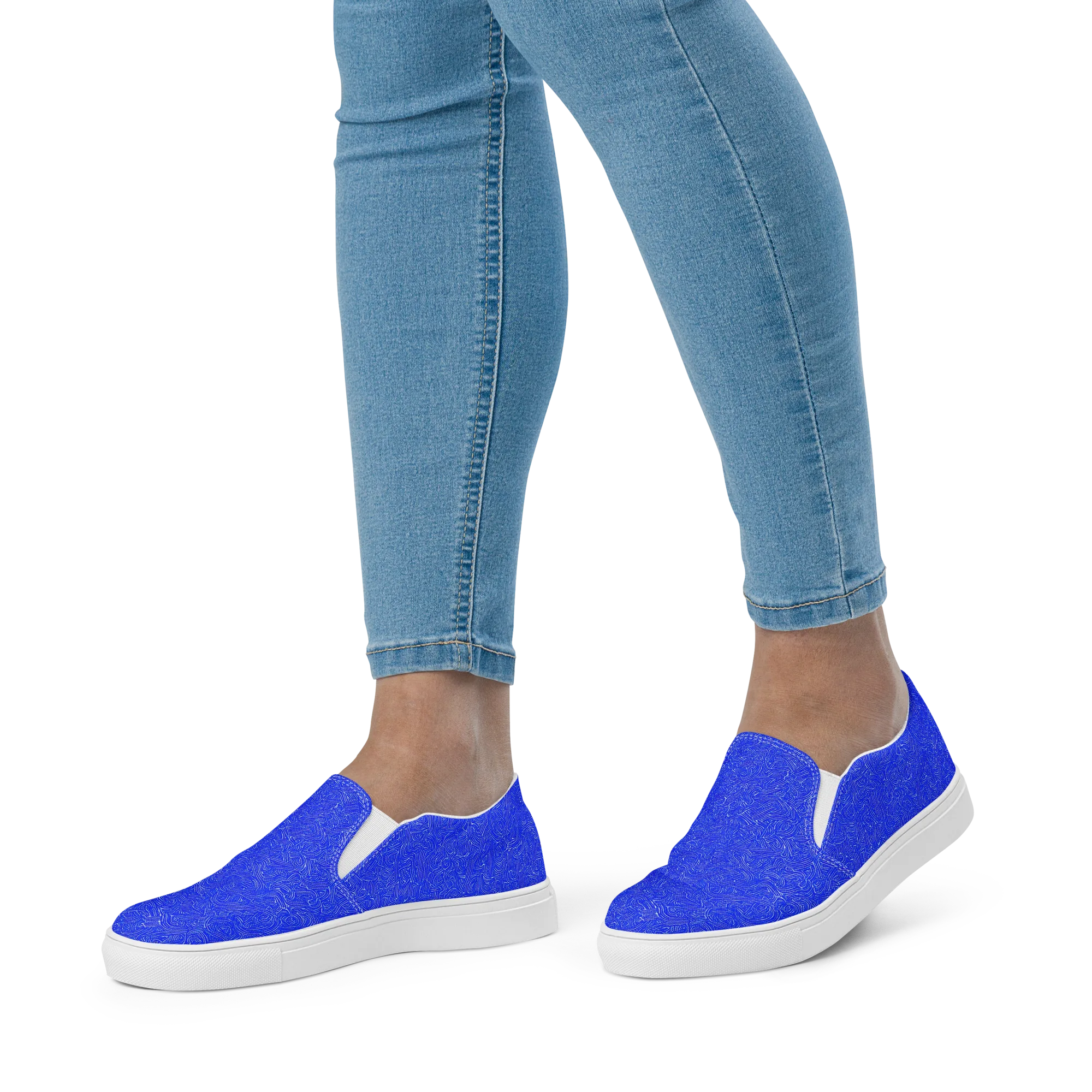 Electric Topography on Women's Slip-On Canvas Shoes — Front