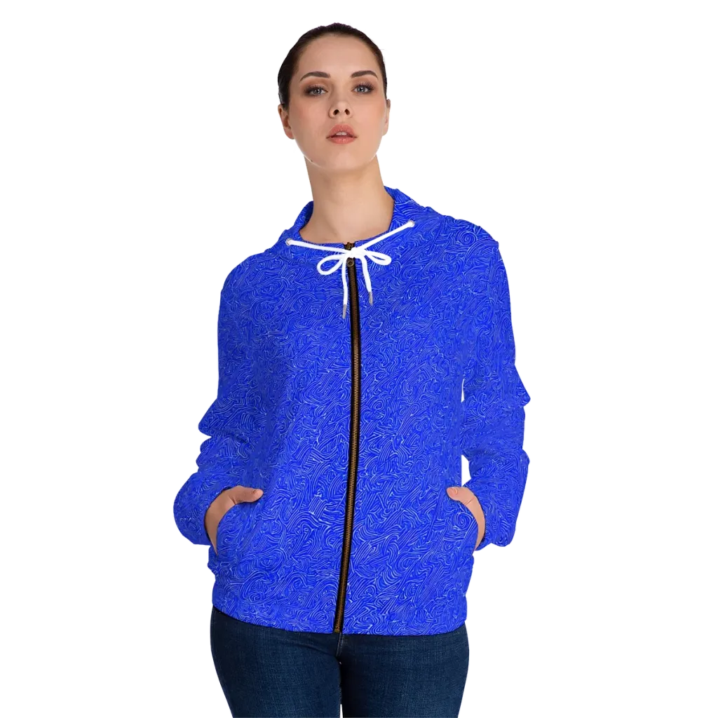 Electric Topography on Women's Full-Zip Hoodie — Front On Person