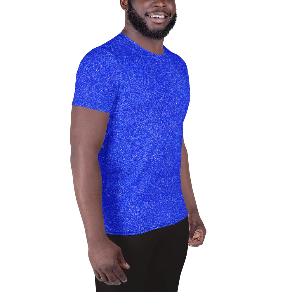 Electric Topography on Men's Athletic T-Shirt — Right