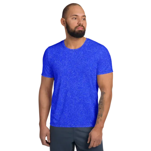 Electric Topography on a Men's Athletic T-Shirt