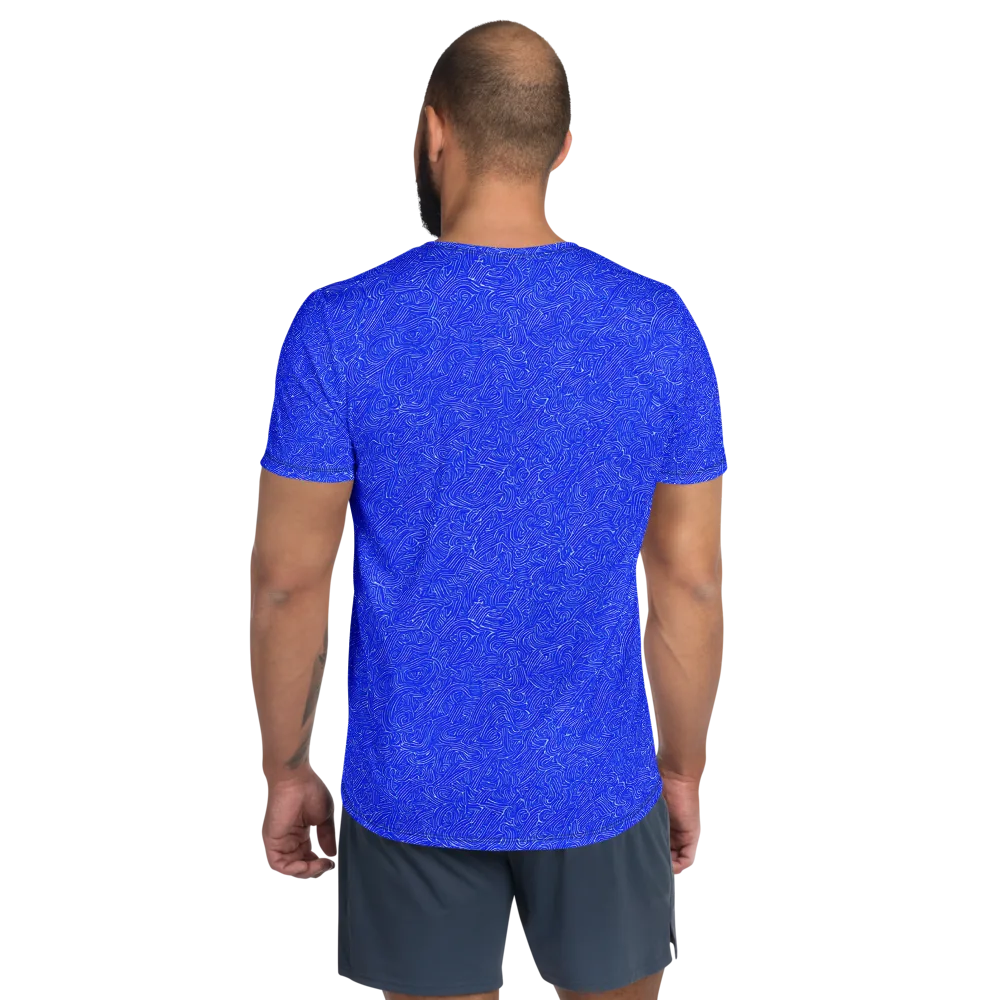Electric Topography on Men's Athletic T-Shirt — Back
