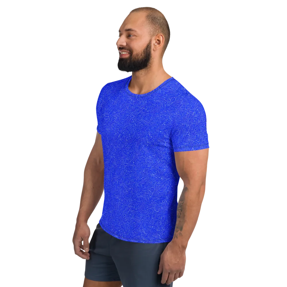 Electric Topography on Men's Athletic T-Shirt — Left