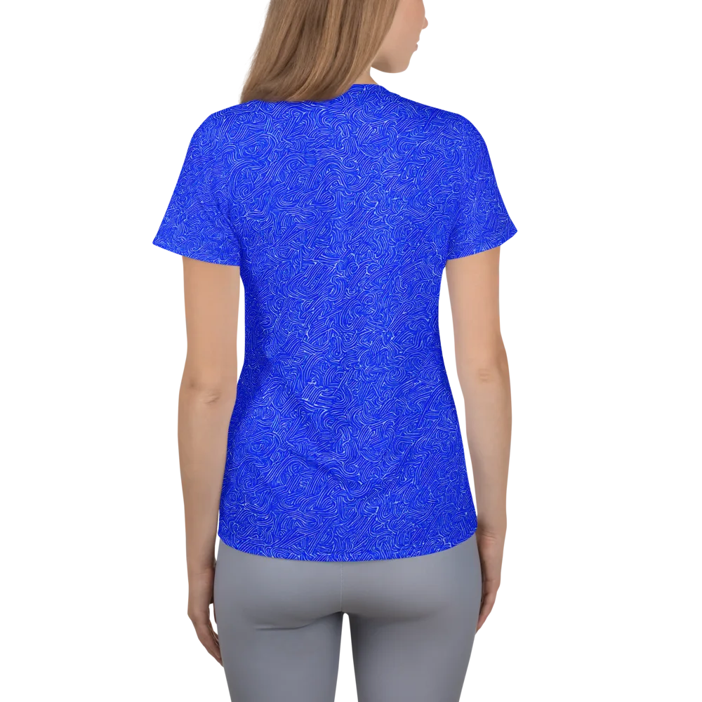 Electric Topography on Women's Athletic T-Shirt — Back