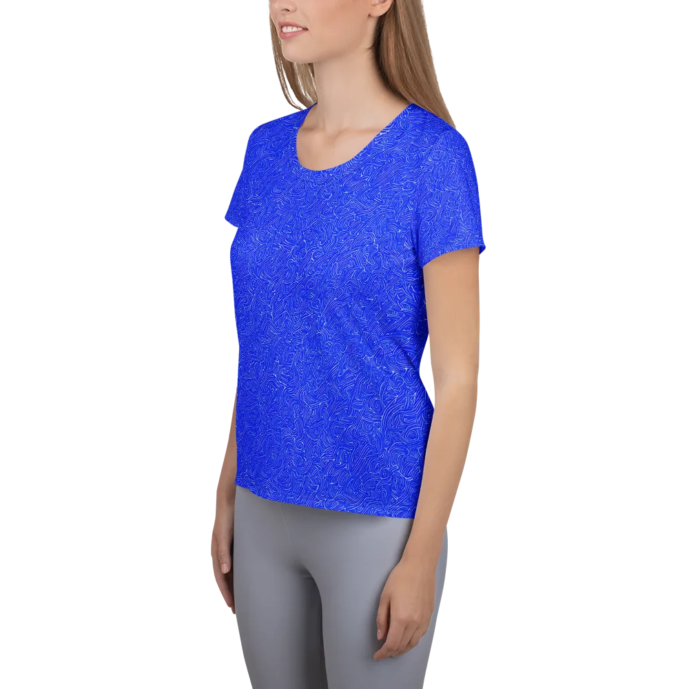 Electric Topography on Women's Athletic T-Shirt — Left