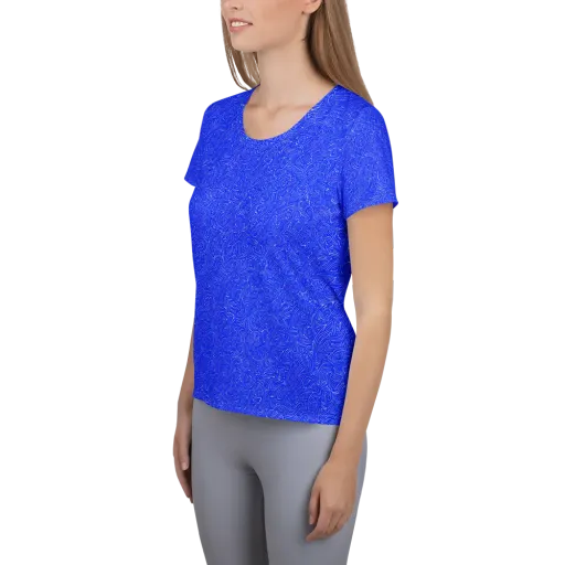 Electric Topography on a Women's Athletic T-Shirt