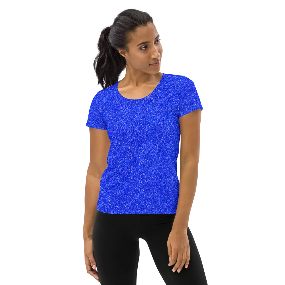 Electric Topography on Women's Athletic T-Shirt — Front
