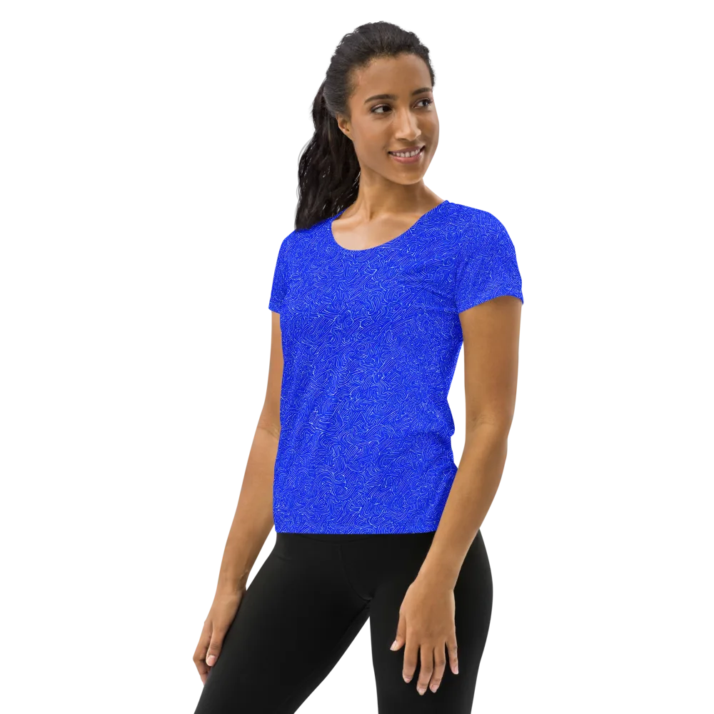 Electric Topography on Women's Athletic T-Shirt — Left