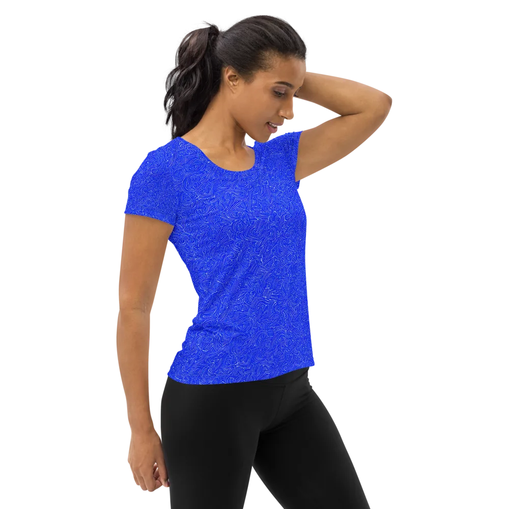 Electric Topography on Women's Athletic T-Shirt — Right