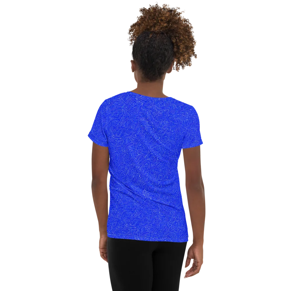 Electric Topography on Women's Athletic T-Shirt — Back