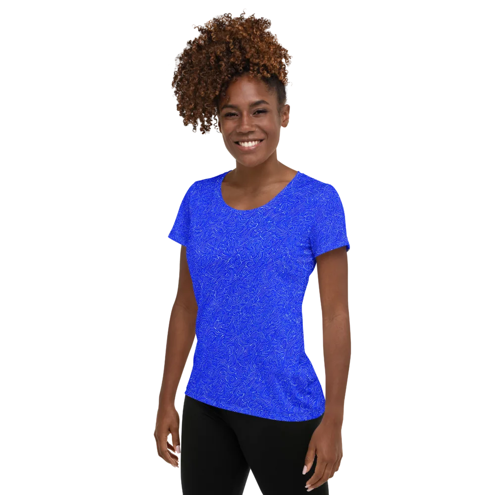 Electric Topography on Women's Athletic T-Shirt — Left