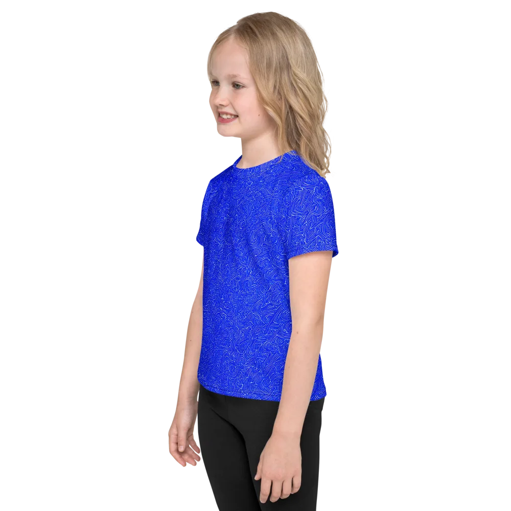 Electric Topography on Kids Crew Neck T-Shirt — Left