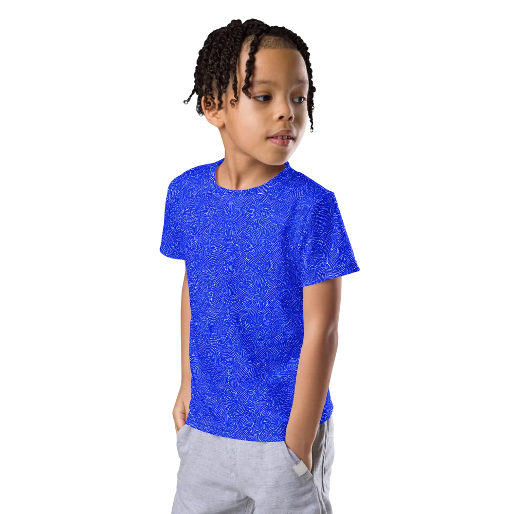 Electric Topography on Kids Crew Neck T-Shirt — Left Front