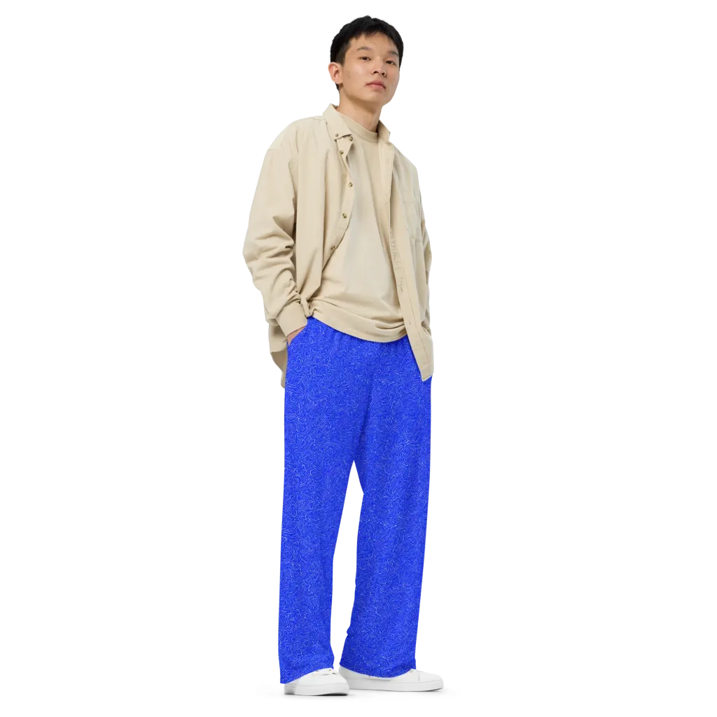 Electric Topography on Wide-Leg Pants — Right Front
