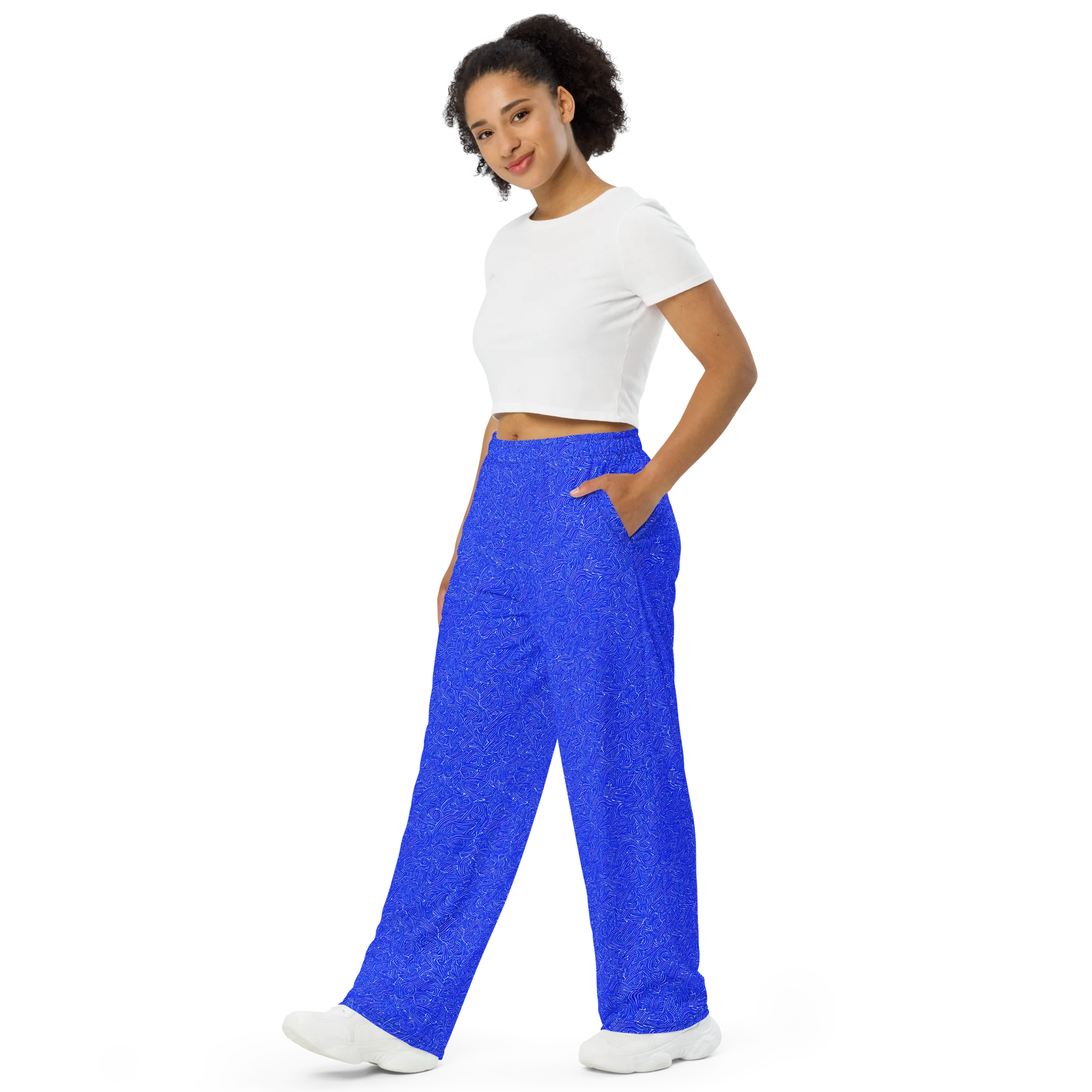 Electric Topography on Wide-Leg Pants — Left Front