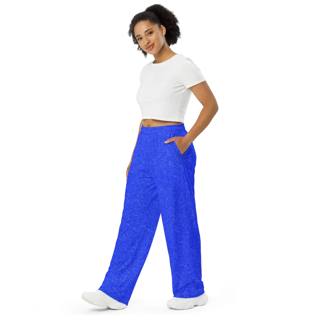Electric Topography on Wide-Leg Pants — Left Front