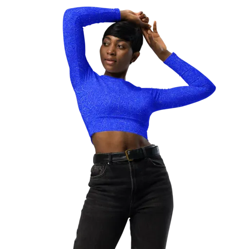 Electric Topography on a Long Sleeve Crop Top