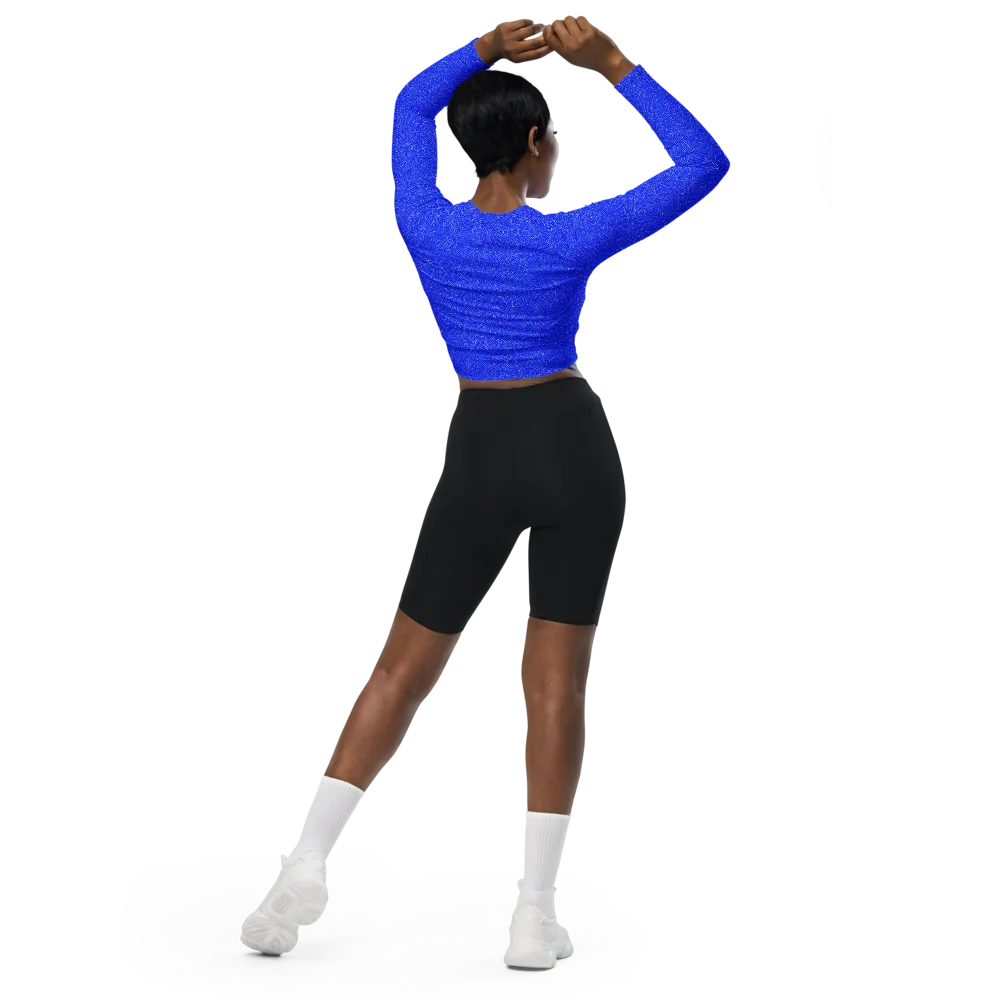 Electric Topography on Long Sleeve Crop Top — Back