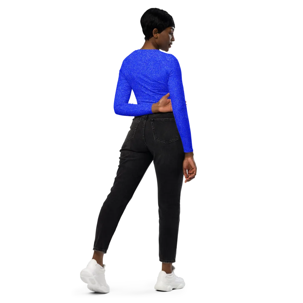 Electric Topography on Long Sleeve Crop Top — Right Back