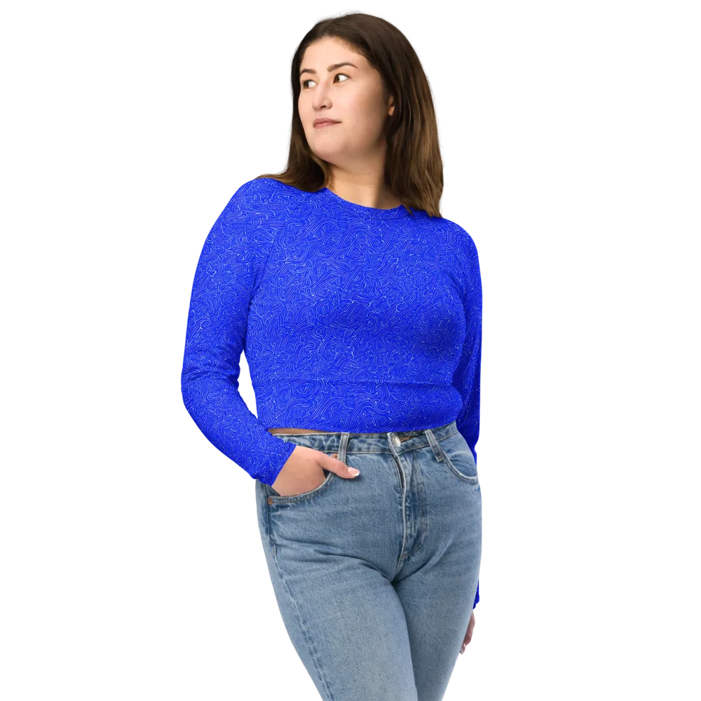 Electric Topography on Long Sleeve Crop Top — Front