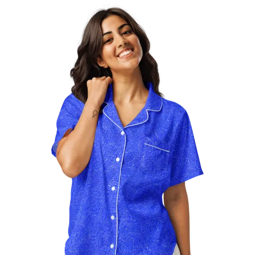 Electric Topography on a Women's Short Sleeve Pajama Top