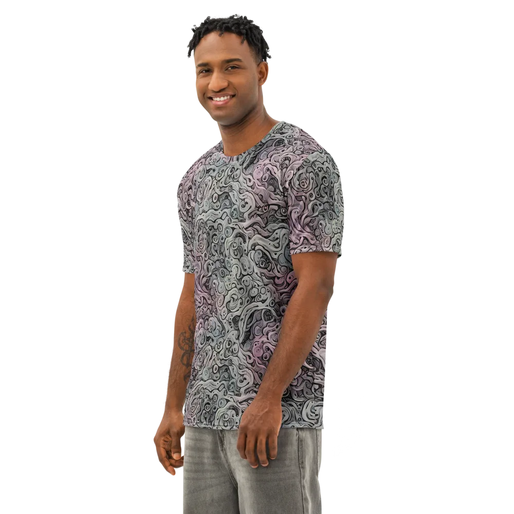 Pastel Vortex on Men's Cotton Crew Neck T-Shirt — Left Front