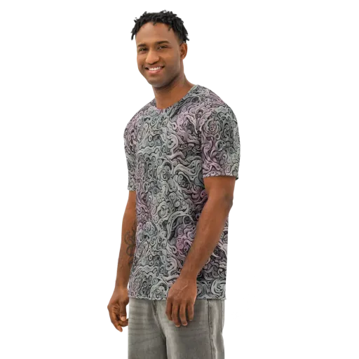 Pastel Vortex on a Men's Cotton Crew Neck T-Shirt