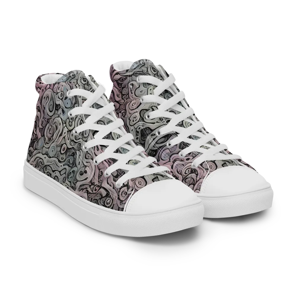 Pastel Vortex on Men's High Top Canvas Shoes — Right Front