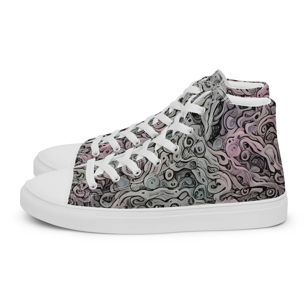 Pastel Vortex on Men's High Top Canvas Shoes — Left
